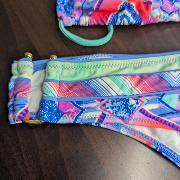Pink and Blue Geometric Bikini Set - Picture 2 of 10